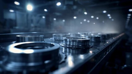 Poster - innovative industrial production line is manufacturing metal components, showcasing advanced technol