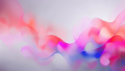 Poster -  fluid gradient wave of soft red, violet, and blue hues with dreamy transparency on light background, ideal for web design, branding, abstract print, and UI texture