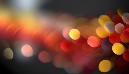 Poster -  vivid abstract bokeh light blend in red yellow and orange tones with glowing circular shapes on dark gradient background for digital design, branding, or poster artwork