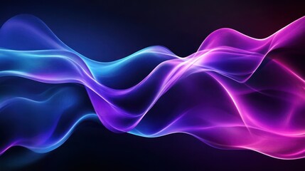 Leinwandbilder - Abstract, flowing lines of vibrant, glowing,  purple and blue hues against a dark backdrop