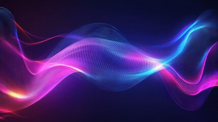 Leinwandbilder - Abstract wavy lines of glowing neon colors, dotted digital effect