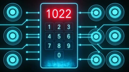 Digital keypad with glowing circuits and abstract connections  