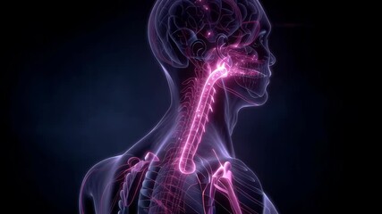 Poster - intricate neural network revealing interconnected nerve pathways between human brain and spinal cord