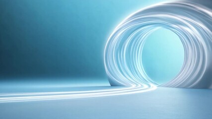 Aufkleber - Abstract Light Tunnel: Glowing, ethereal light trails form a mesmerizing tunnel, creating a futuristic and otherworldly scene.  The soft blue tones evoke a sense of calm and mystery.