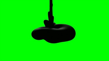 Poster - Viscous black ink dripping, spreading across vibrant green backdrop, generating dynamic liquid pattern for visual effects and graphic design compositing