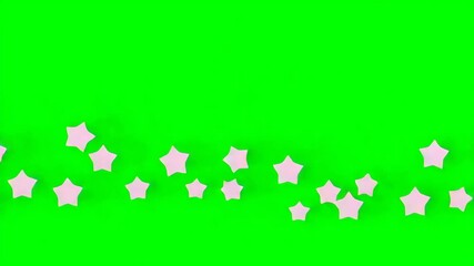 Poster - Pink stars drifting across green screen, generating festive visual effect for multimedia designs, broadcasts, transitions, party themed content