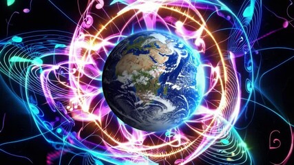 Poster - Earth cosmic harmony energy abstract colorful swirling vibrant glowing digital art universe fantasy music swirl vibrant digital