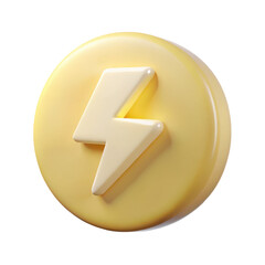 Poster - Lightning bolt icon yellow circle energy power electricity symbol graphic design element illustration 3d