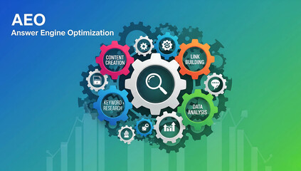 Wall Mural - aeo (answer engine optimization) with business growth graph