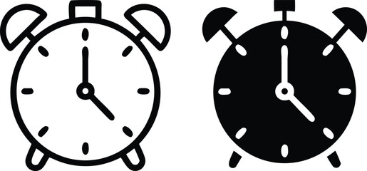 Poster - Minimalist Line Art Alarm Clock Icon Clean Lines and Detailed Vector Design