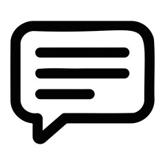 Aufkleber - A black and white icon of a speech bubble with three horizontal lines inside representing text content on transparent background