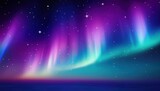  vibrant aurora borealis night sky with glowing purple and teal light rays, sparkling stars, and dreamy cosmic gradient for web design, poster, or branding background