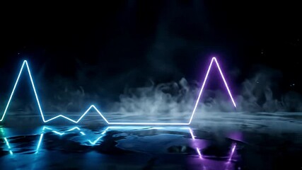 Poster - Neon light waveform abstract background animation loop for music visuals and vj loops use