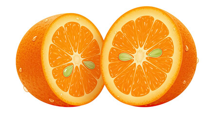 Aufkleber - Close-up illustration of two halves of a juicy, freshly cut orange fruit