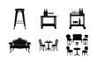 © ABDUL - Black silhouette collection of furniture and bar carts