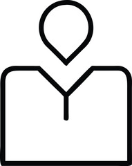 Poster - Outline Icon of Person Wearing Cape, White Background. Vector Illustration, Minimalistic Style, Human Figure, Identity, Sign, Symbol, Flat Design. Isolated on White.