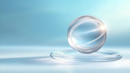 Aufkleber - Ethereal Sphere of Light: A luminous glass sphere is cradled delicately, shimmering with light, casting subtle shadows against a gradient backdrop, creating an aura of clarity and peace.
