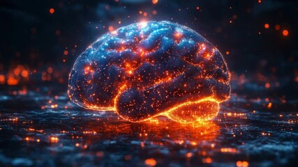 Fototapete - Glowing Mind: An illuminated brain, a captivating image of human cognition and neural activity, highlighting the intricate workings of the mind, showcasing intellectual energy.