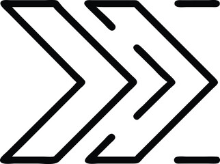 Fototapete - Minimalist Arrow Graphic: Abstract Vector Design with Overlapping Chevrons Pointing Right, Isolated on White, for Modern Iconography and Design Compositions.