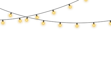 Wall Mural - Christmas bulbs twinkle with gentle shine. Wreath light chain wraps celebration invite. Neon sparkle shapes warm visual mood. Transparent light arc highlights festive promo.
