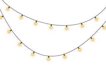 Wall Mural - Glowing string winds through winter cabin. Garland lamps brighten shop window. Circular light wraps elegant product box. Gold sparkle floats on black poster.
LED chain highlights birthday party banner