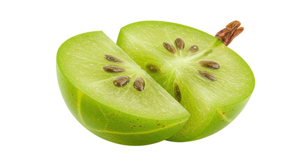 Aufkleber - Close up of a cut in half gooseberry fruit showing seeds and texture