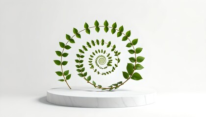 Poster - a spiral of fresh green leaves