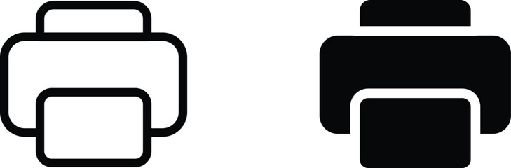 Poster - printer icon set in outline and flat style , vector illustration . 