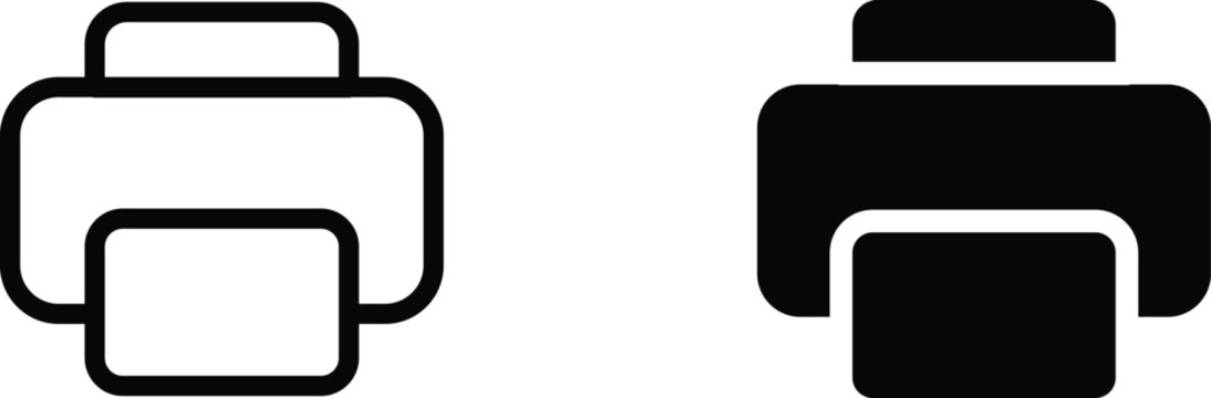 printer icon set in outline and flat style , vector illustration . 