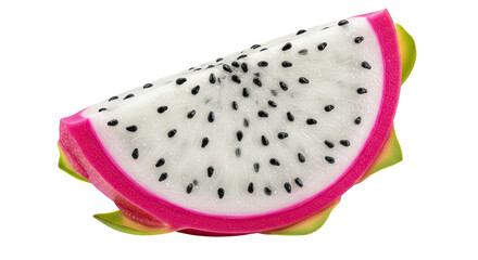 Poster - A vibrant close-up shot of a freshly sliced dragon fruit on a black background