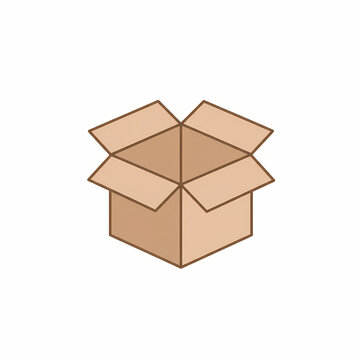 Empty open carton box illustration. Delivery, storage, and moving concept. Shipping packaging symbol for logistics.
