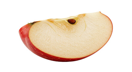 Poster - A single slice of a red apple with a seed isolated on a black background.