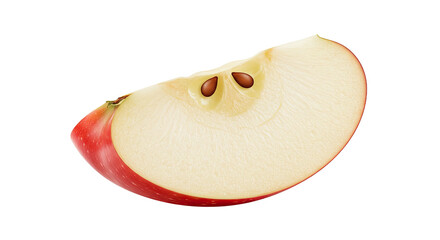 Poster - A single slice of a fresh red apple with seeds against a black background.