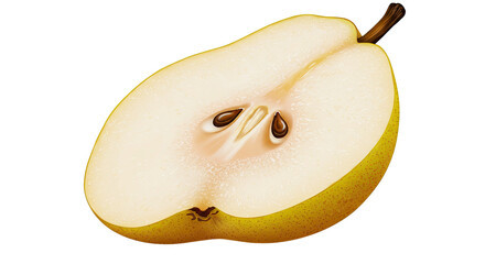 Aufkleber - A realistic illustration of a sliced pear with seeds on a black background