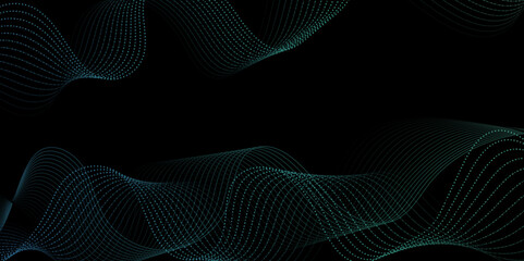Poster - Abstract black background with blue line. Modern template abstract design flowing particles digital frequency track equalizer. abstract wave line for banner, wallpaper background with wave design