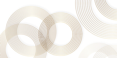 Poster - Modern white and golden abstract background with circle shape golden vector abstract graphic design Futuristic concept banner pattern presentation background.	