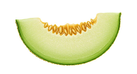 Poster - A realistic illustration of a juicy slice of cantaloupe melon fruit with seeds