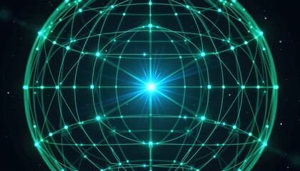 Poster - Dynamic energy sphere in cosmic space digital art futuristic environment abstract viewpoint for innovation