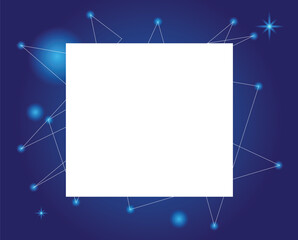Poster - Futuristic Square Technology Hi-Tech Banner on Blue with Mesh. Graphic elements and concepts for industrial illustration vector art