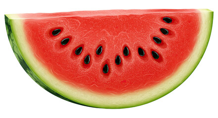 Poster - A delicious slice of juicy watermelon with black seeds on a black background