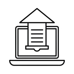 Fototapete - Digital invoice and online documentation process shown with computer icon and outline graphics