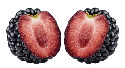 Aufkleber - A creative arrangement of a sliced strawberry nestled within a blackberry