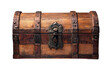 © Infinity Lens - Old wooden chest with closed lit, treasure storage on transparent background.