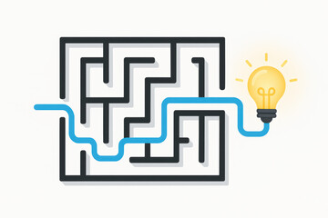 Poster - A strategic approach navigates challenges within a complex maze symbolizing innovation and clear problem solving for business success