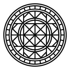Poster - Geometric Round Pattern: Intricate Lines, Circles, and Squares Forming an Abstract Design - Vector Illustration for Decorative Applications           