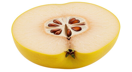 Poster - A close-up image of a sliced quince fruit revealing its inner structure
