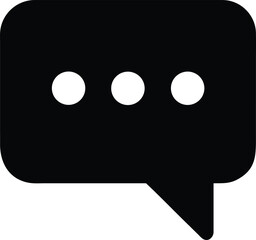 Fototapete - Simple Black Speech Bubble Icon with Ellipsis: Minimalist Communication Concept Depicting Thought, Dialogue, and Digital Interaction in a Flat Design Style.
