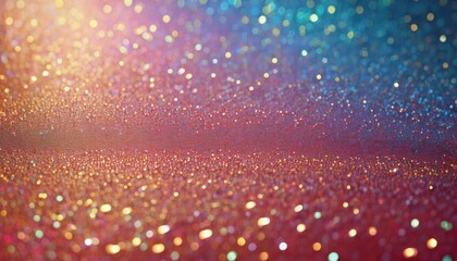 Wall Mural - vibrant glitter surface with multicolor bokeh lights and sparkling texture in warm pink, gold, and t