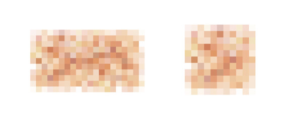 Wall Mural - Censor blur effect texture isolated on white background. Blurry pixel color censorship elements. Vector nude skin tone pattern set
