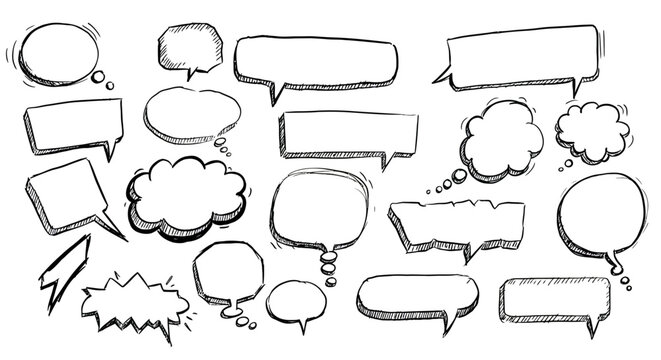 An Illustration of Speech Bubbles and Thought Clouds in Various Shapes Styles and Sizes Showing Communication and Creative Expression Concepts